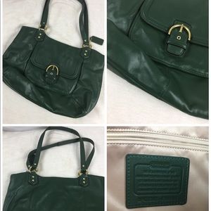 Coach 100% Authentic Leather Green Handbag Purse